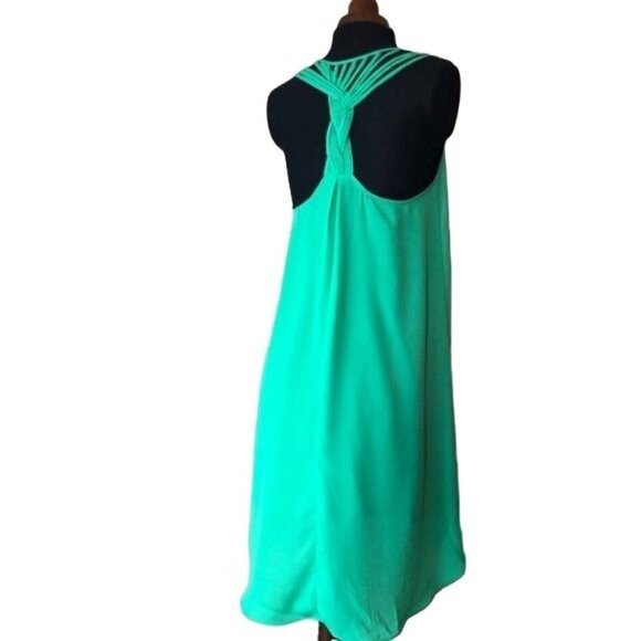 Umgee Grn Braided Back High Low Shift Dress S - Picture 5 of 11